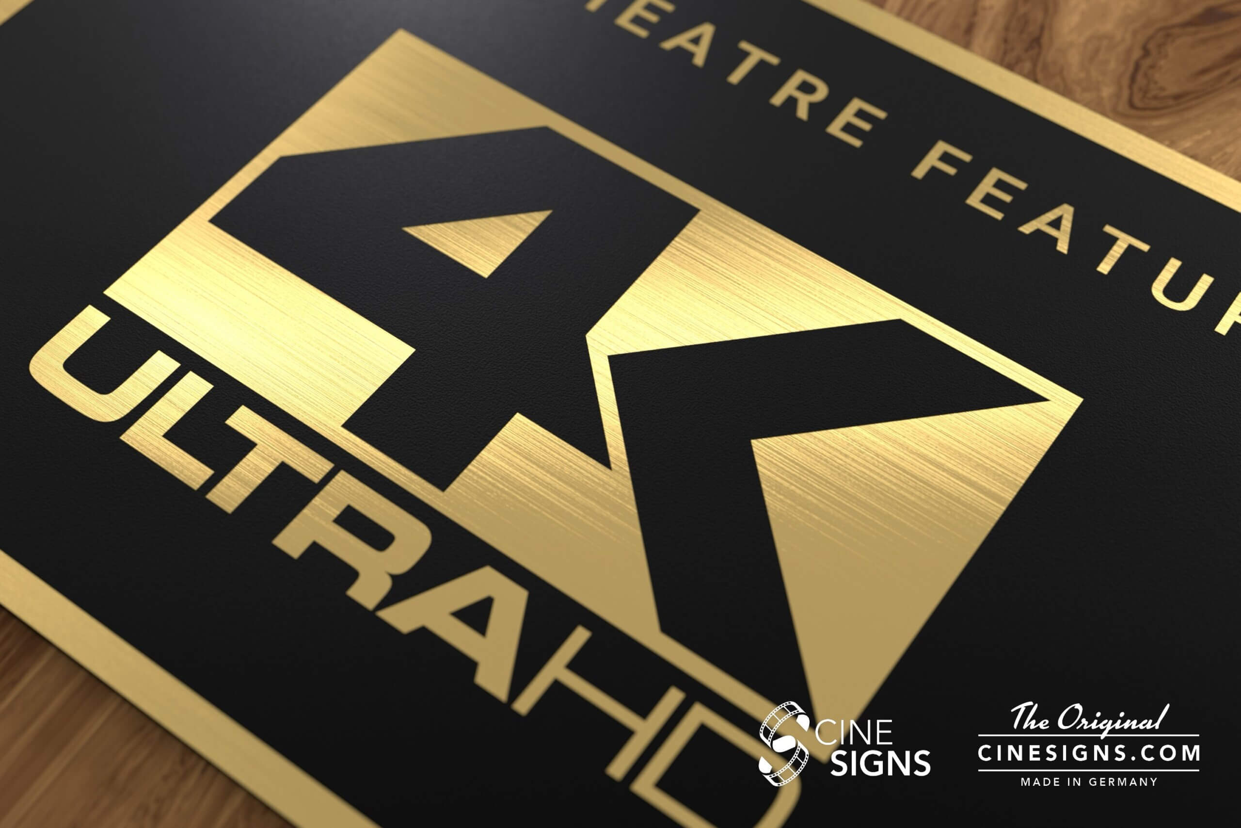 4K Ultra HD Sign by CineSigns — angled view from the right