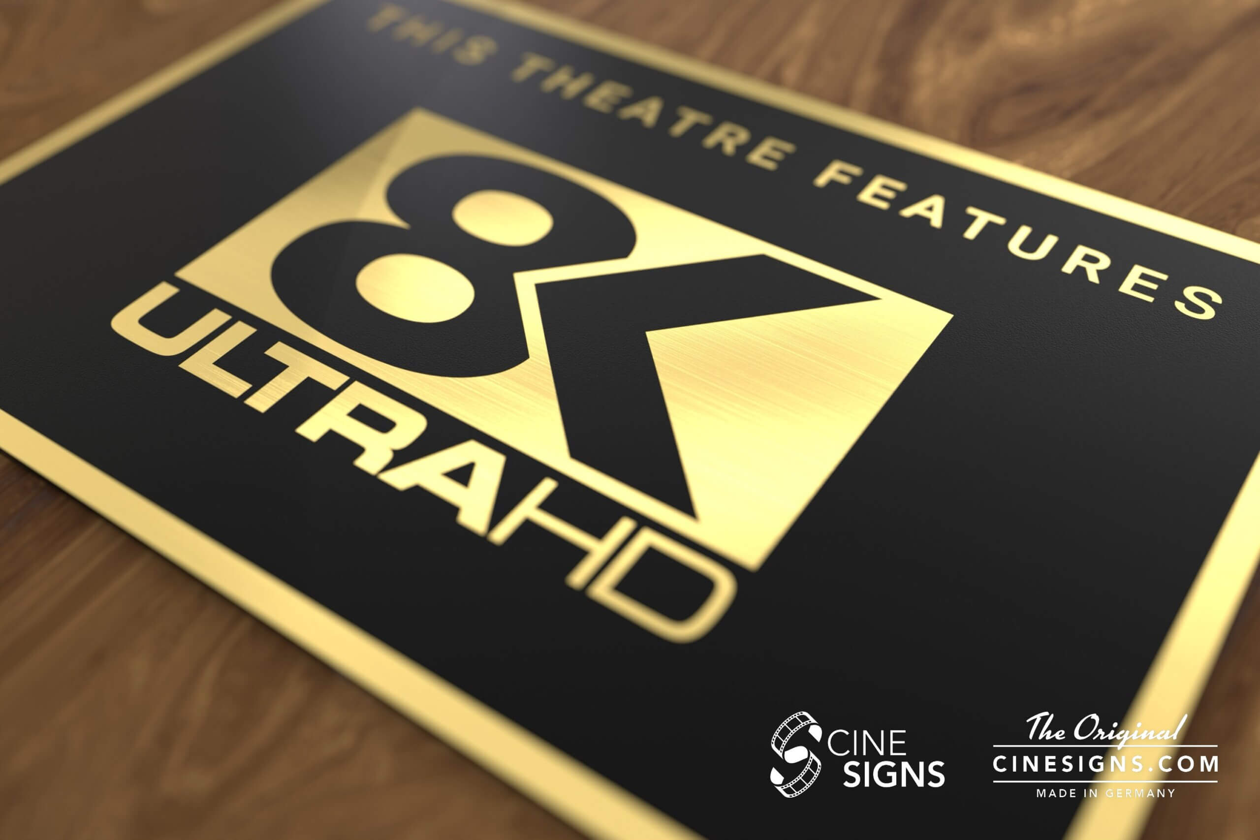 8K ULTRA HD Sign by CineSigns — angled view from the left