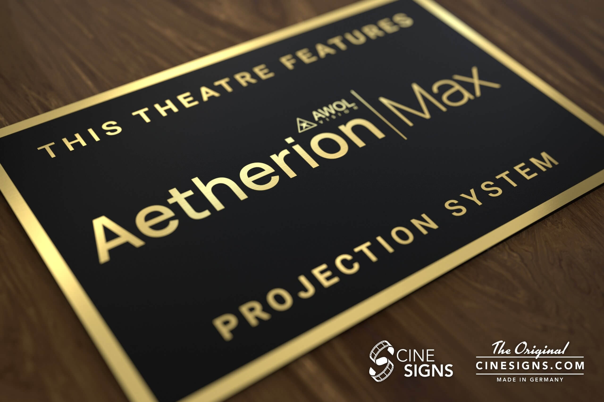 Aetherion Max Sign by CineSigns — angled view from the left