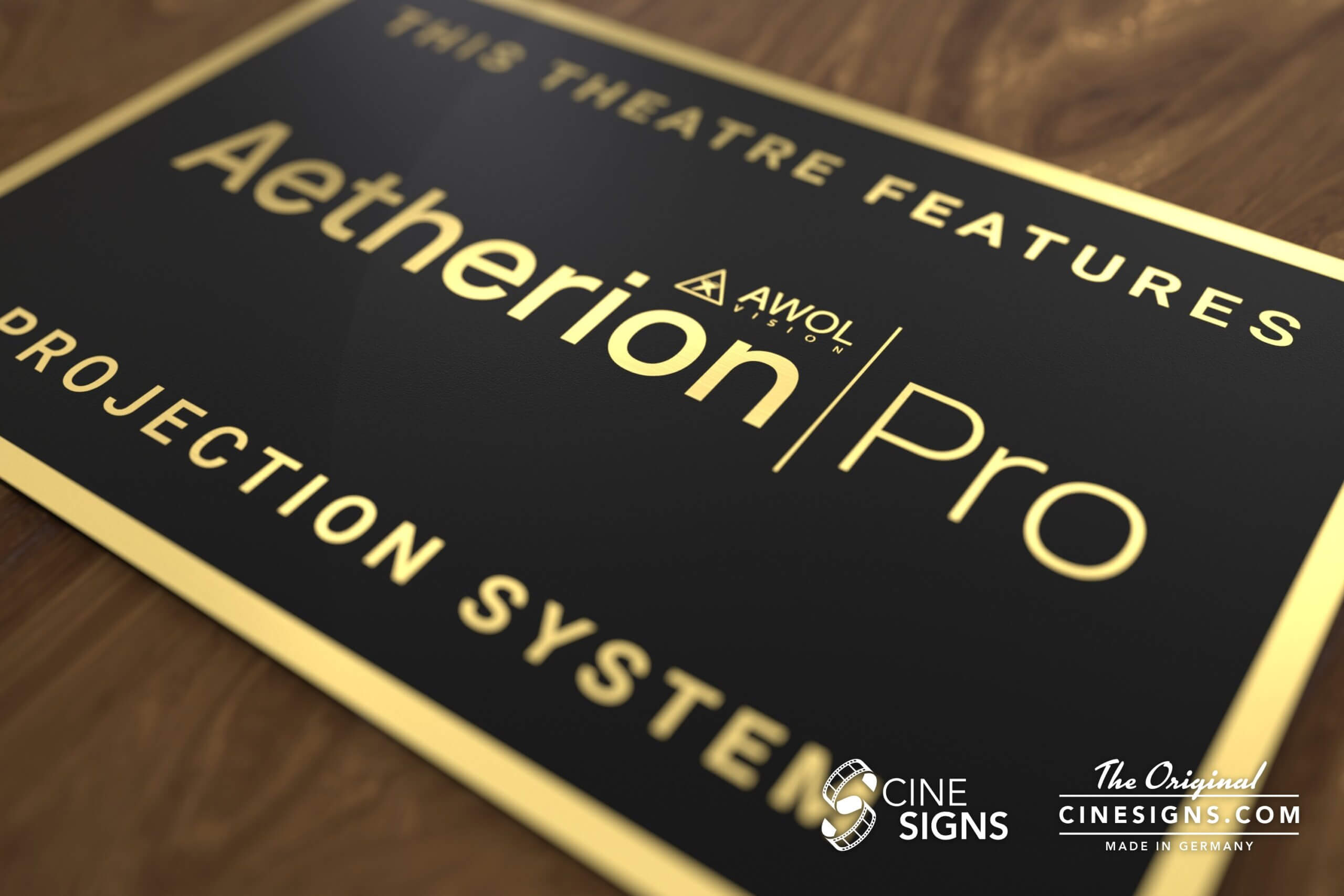 Aetherion Pro Sign by CineSigns — angled view from the right