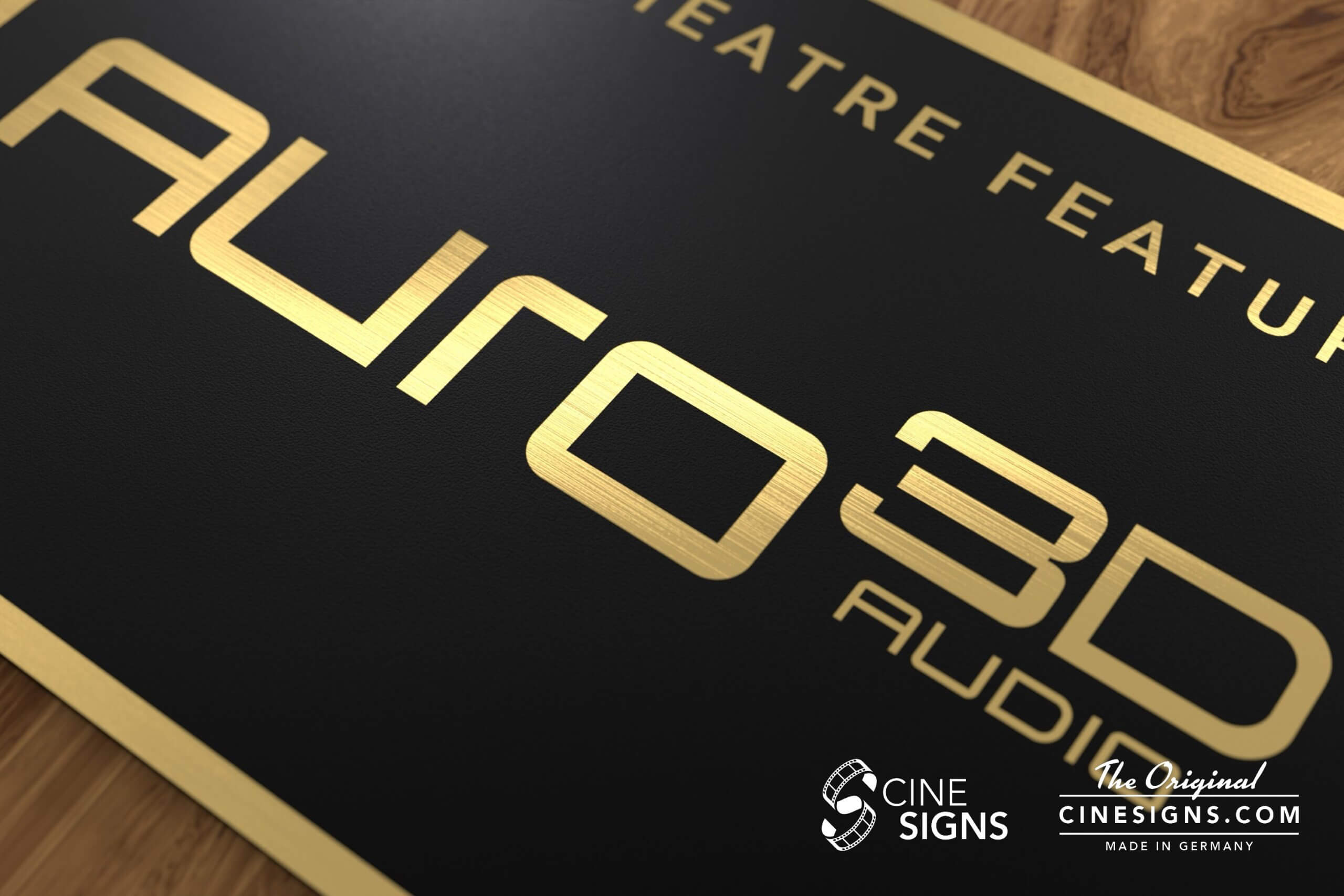 Auro 3D Sign by CineSigns — angled view from the right
