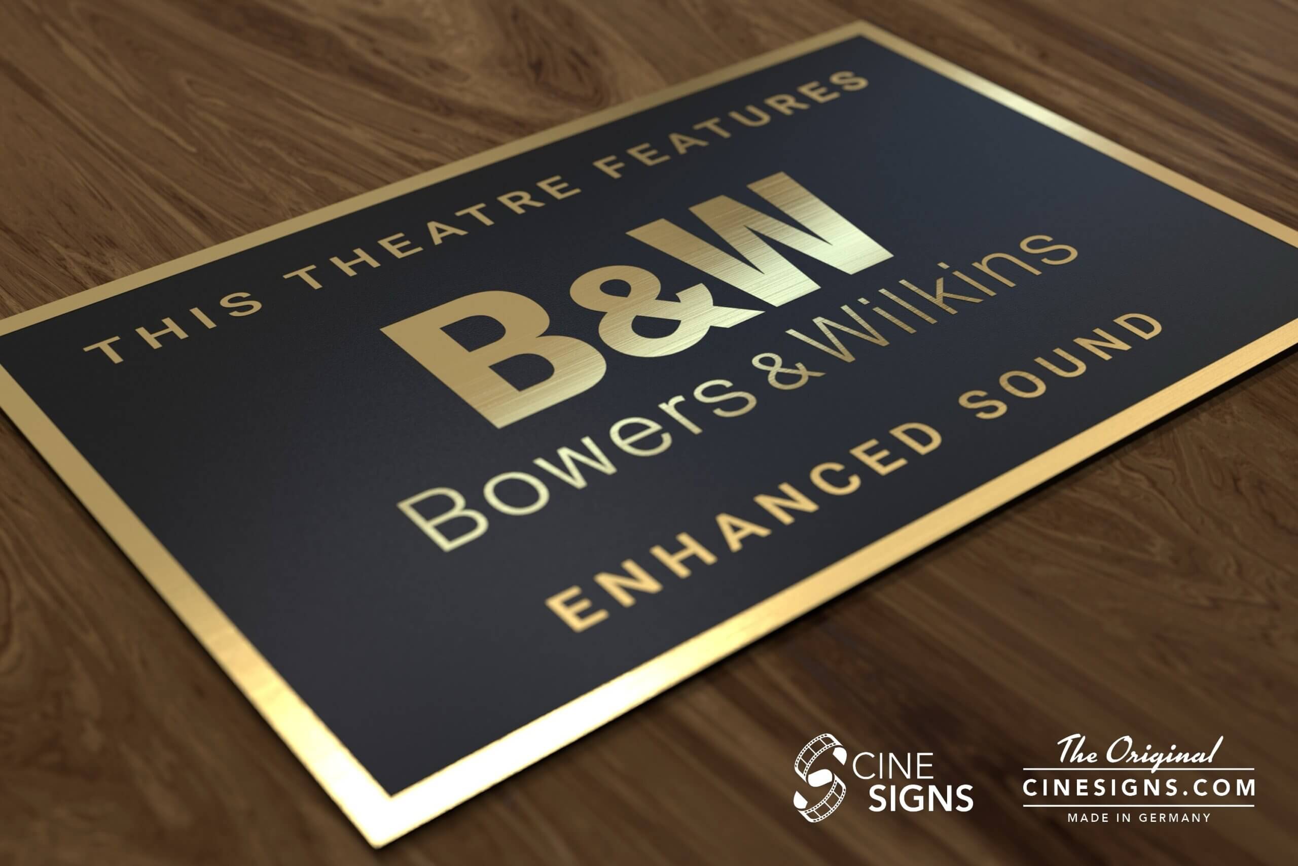Bowers & Wilkins Sign by CineSigns — angled view from the left