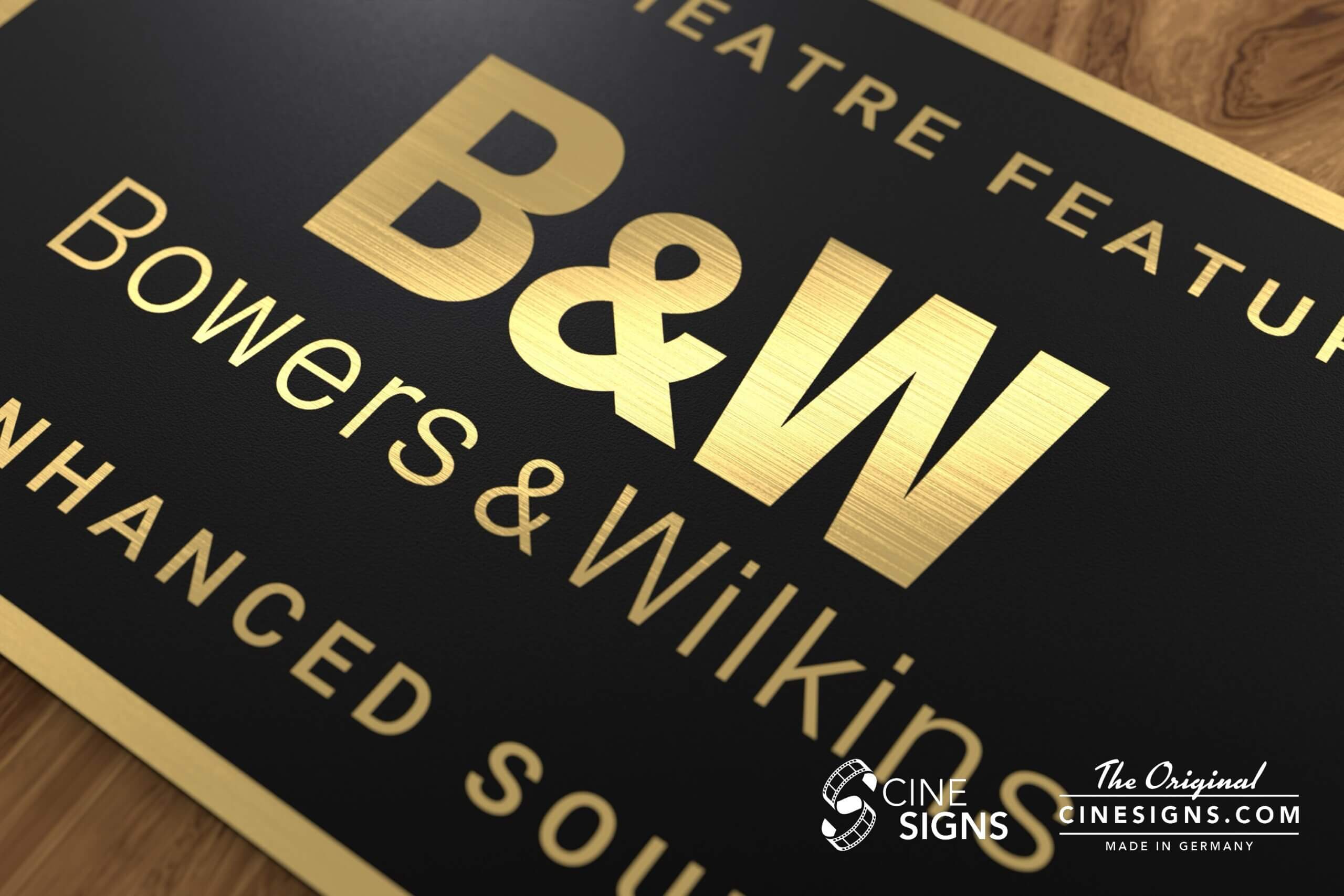 Bowers & Wilkins Sign by CineSigns — angled view from the right