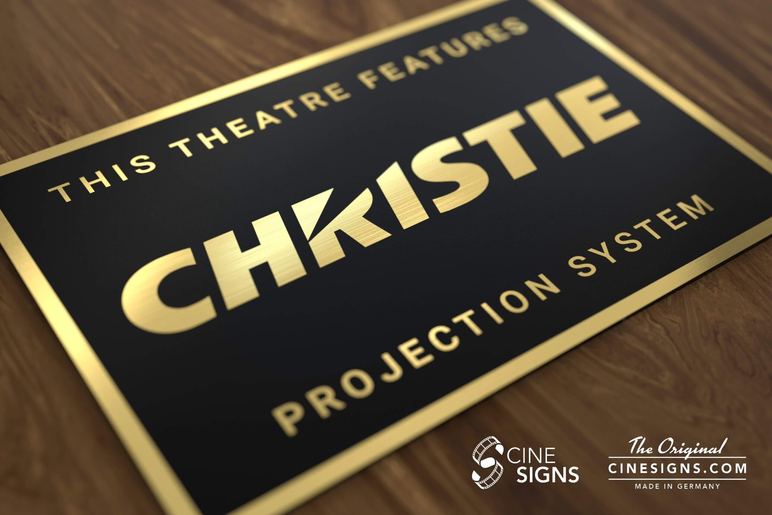 Christie Sign by CineSigns — angled view from the left