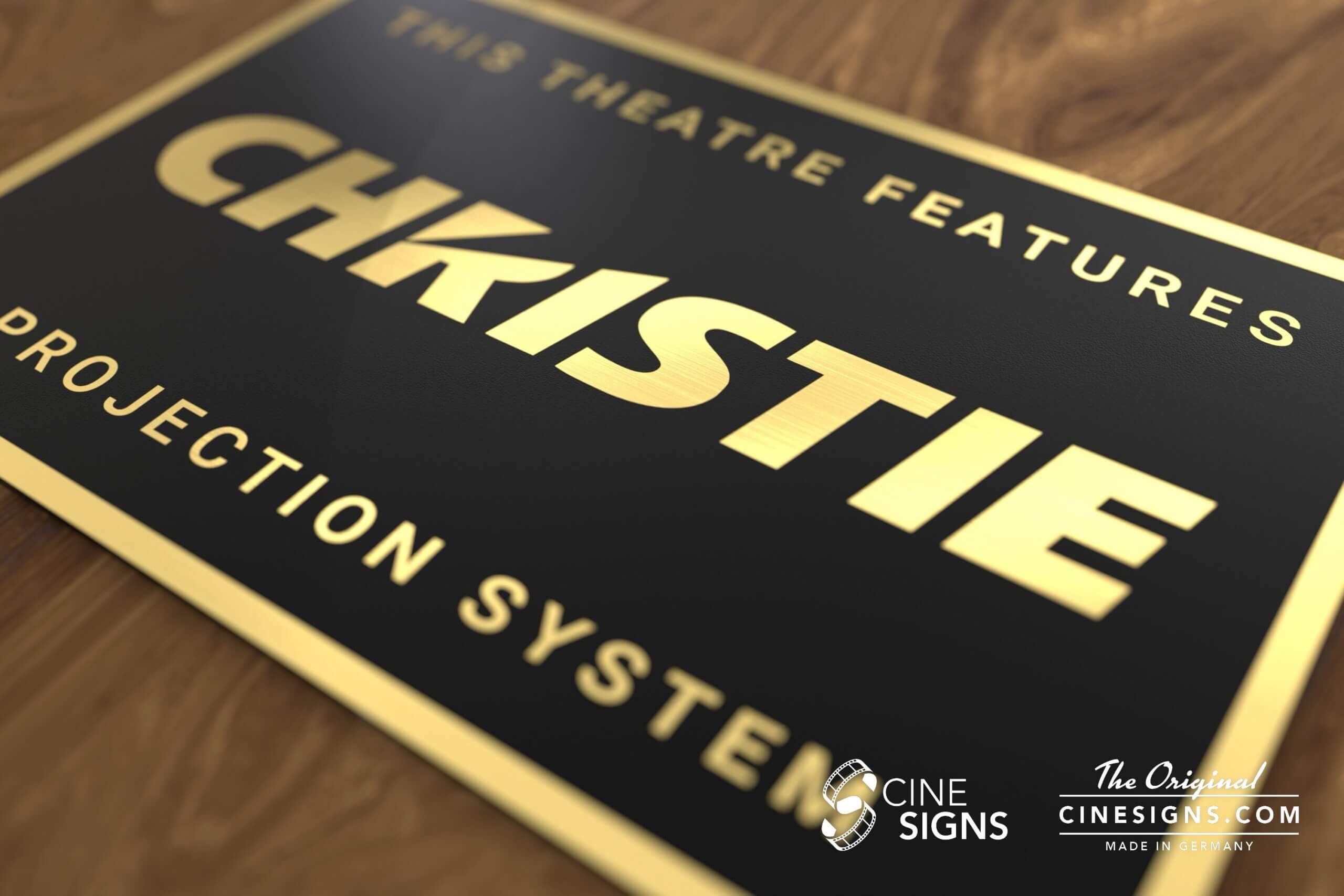 Christie Sign by CineSigns — angled view from the right