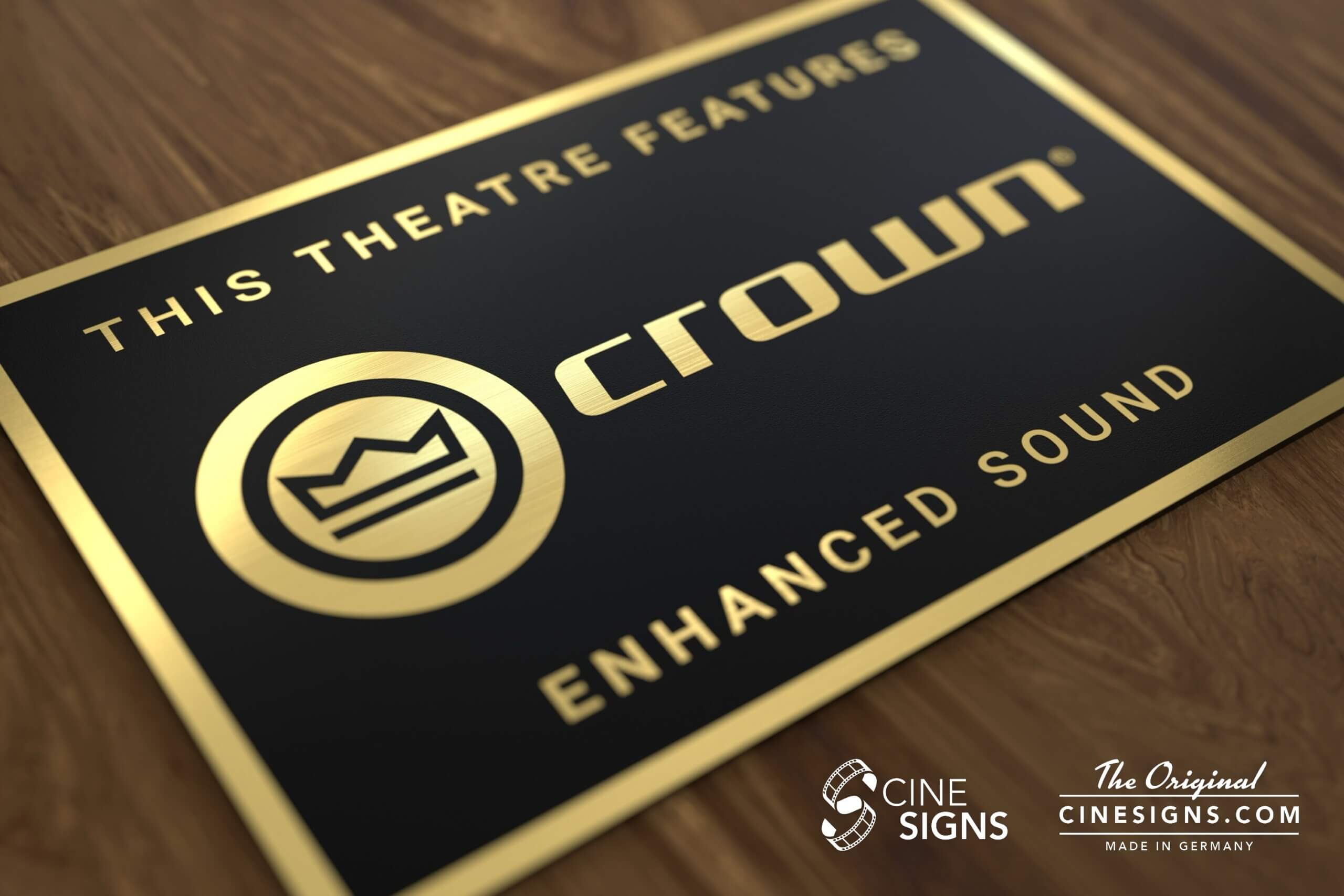 Crown Sign by CineSigns — angled view from the left