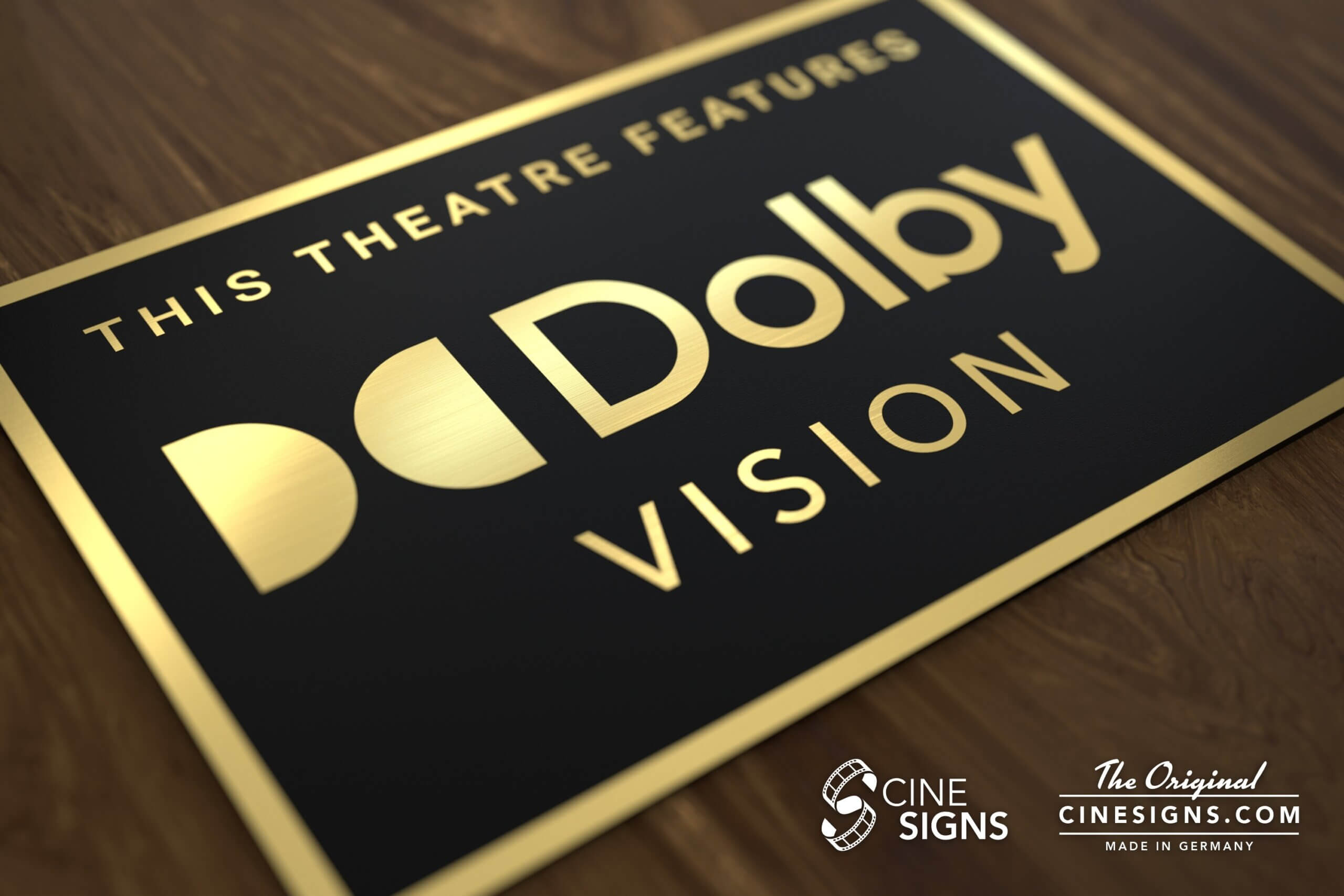 Dolby Vision Sign by CineSigns — angled view from the left