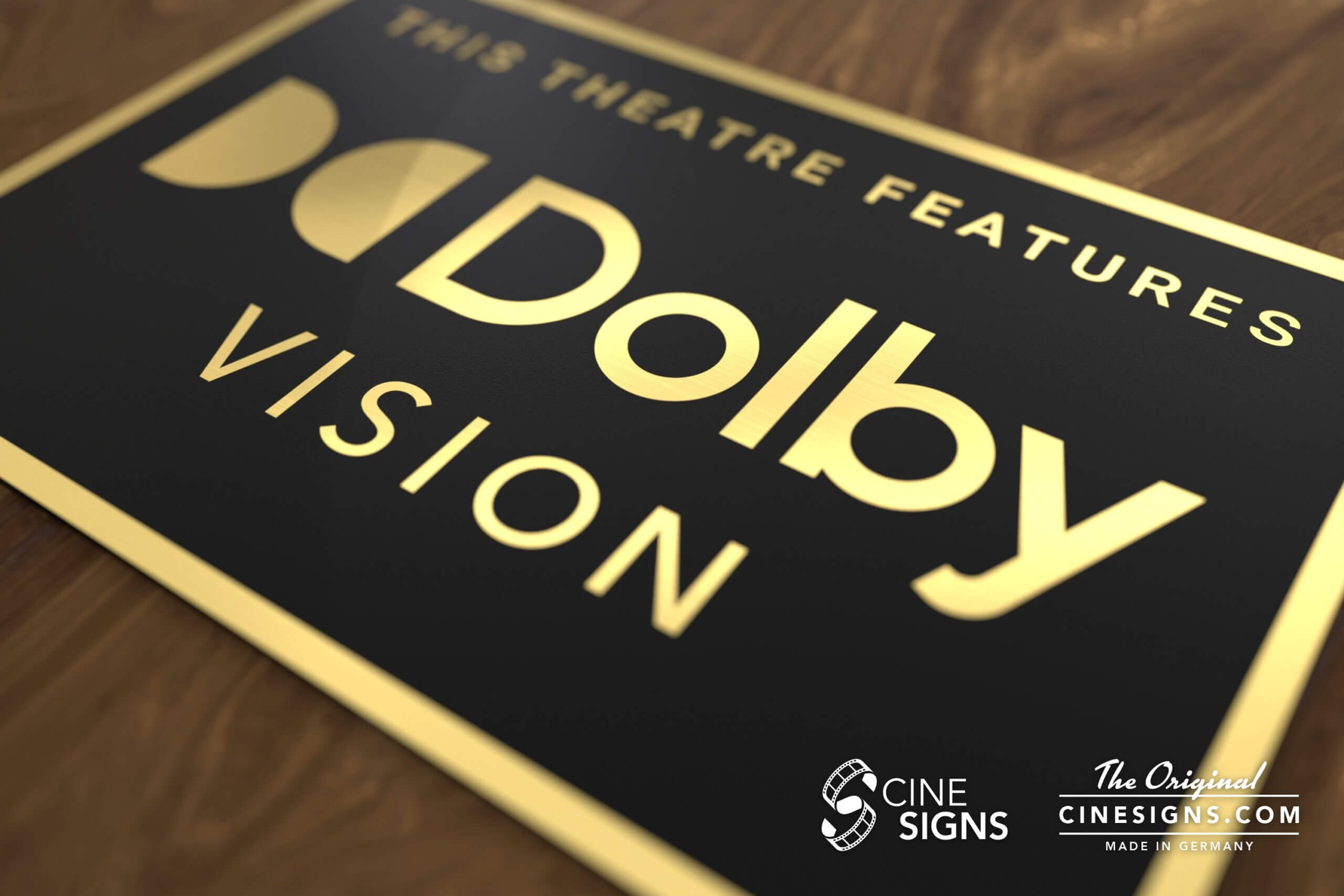 Dolby Vision Sign by CineSigns — angled view from the right