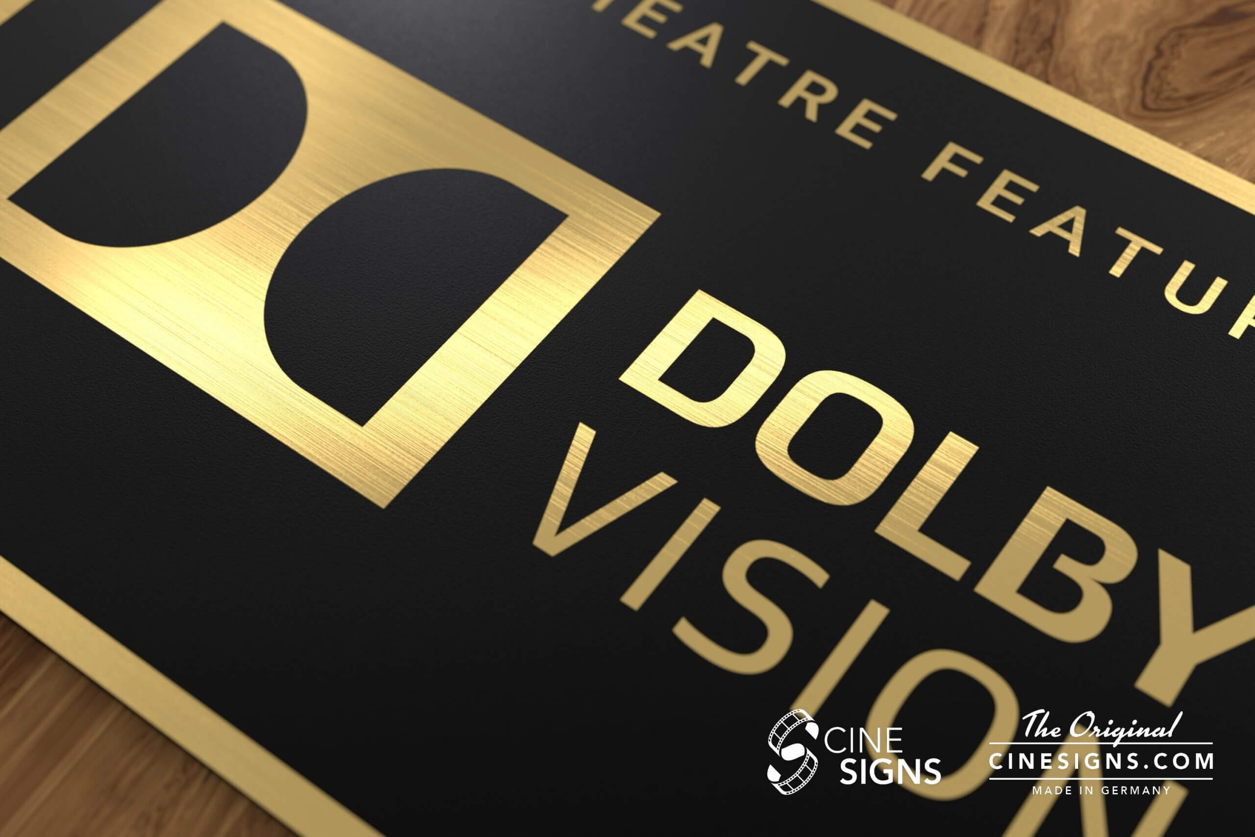 Dolby Vision Legacy Sign by CineSigns — angled view from the right