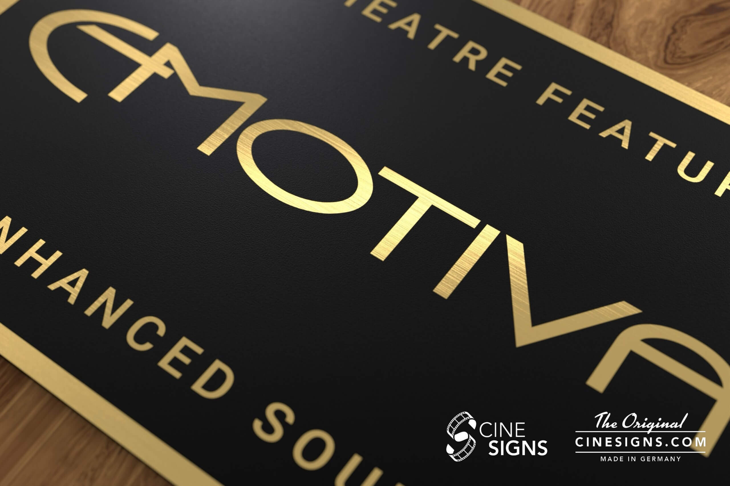 Emotiva Sign by CineSigns — angled view from the right