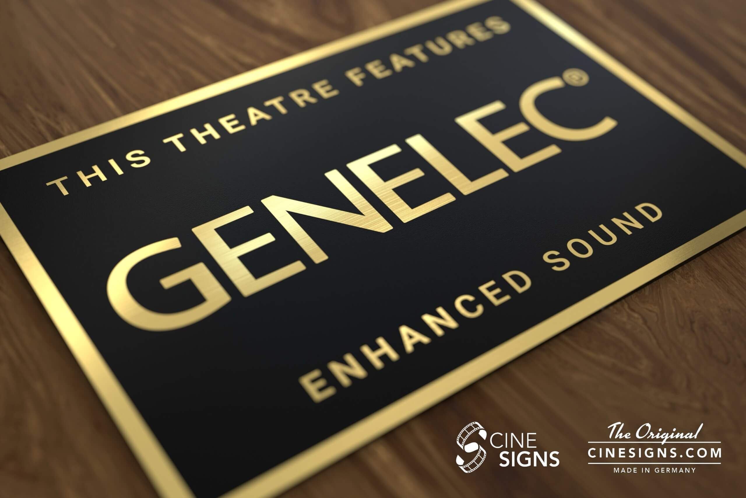Genelec Sign by CineSigns — angled view from the left