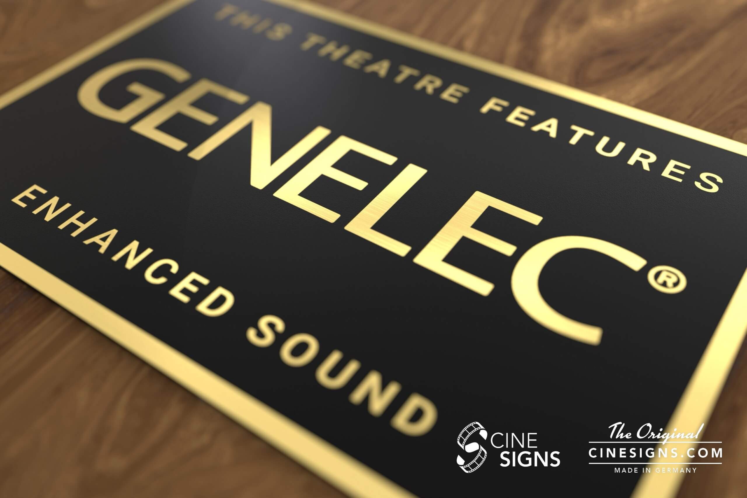 Genelec Sign by CineSigns — angled view from the right