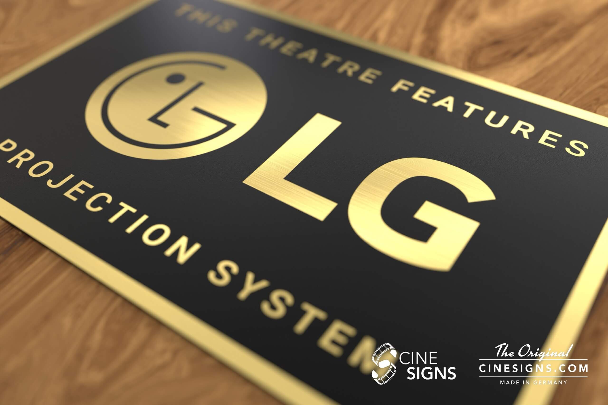 LG Sign by CineSigns — angled view from the left