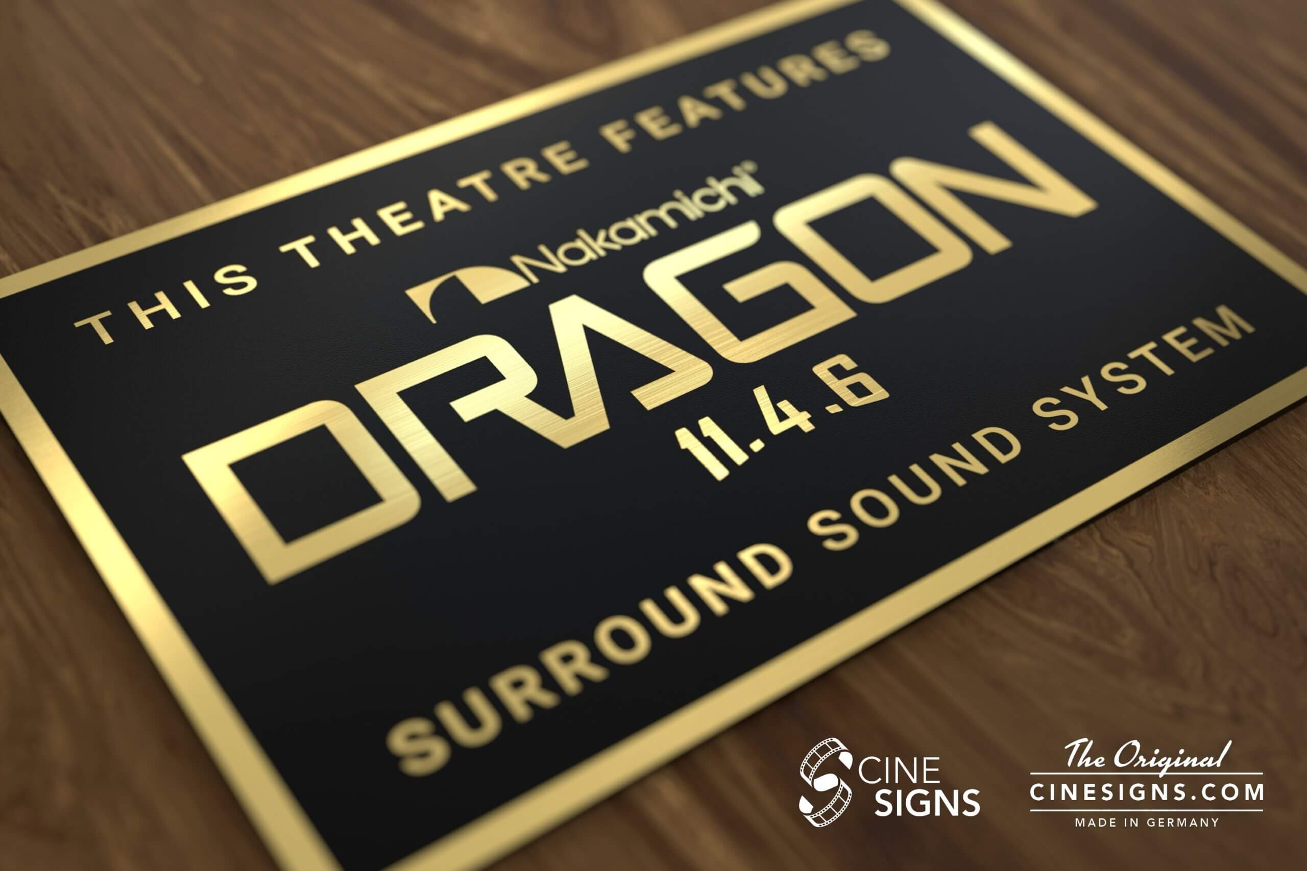 Nakamichi Dragon Sign by CineSigns — angled view from the left