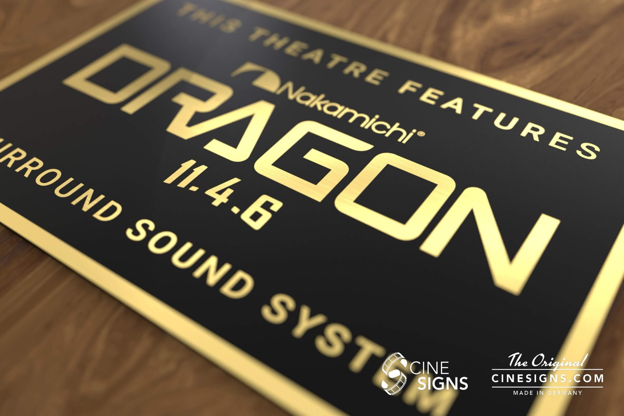 Nakamichi Dragon Sign by CineSigns — angled view from the right