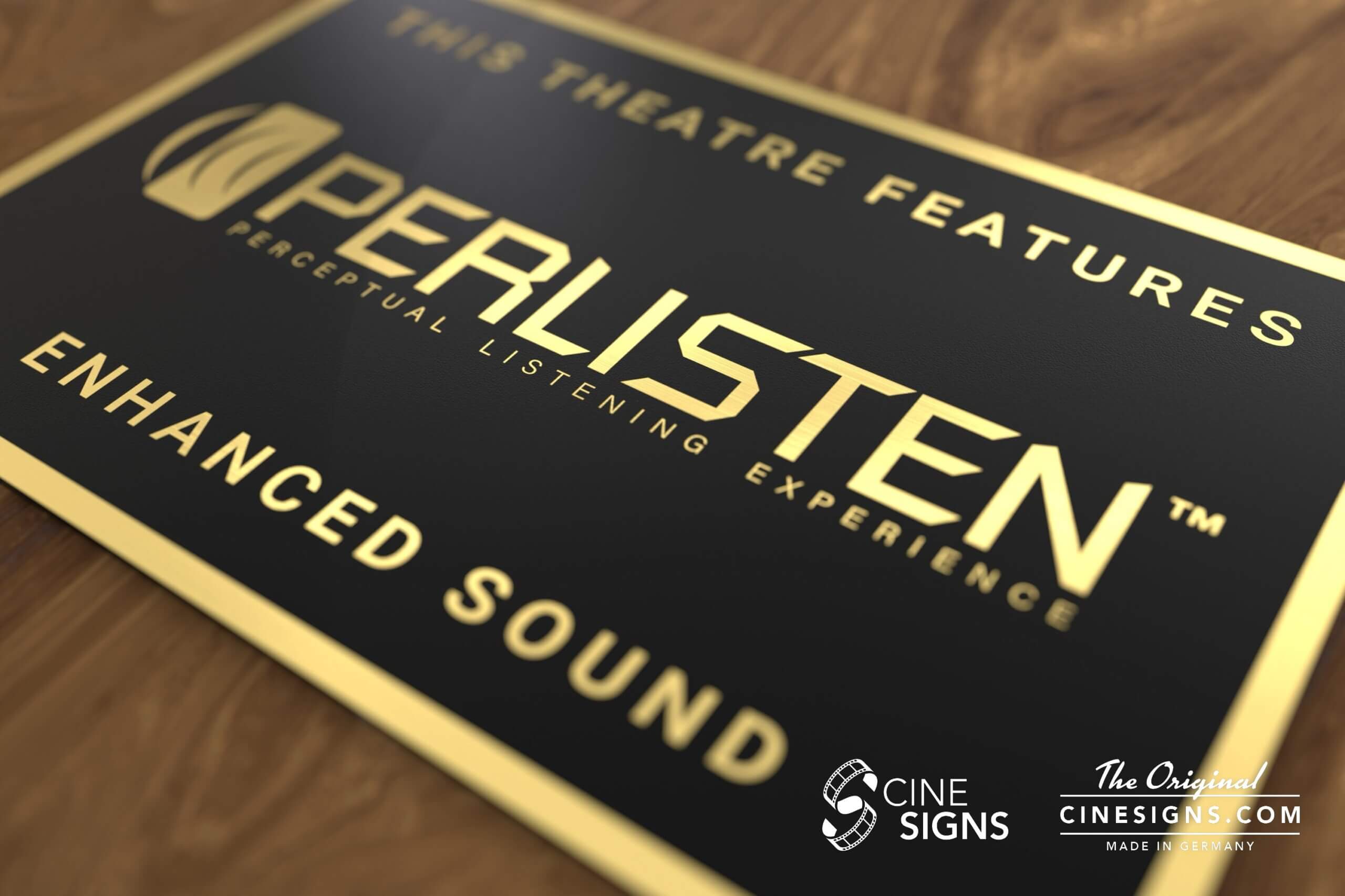Perlisten Sign by CineSigns — angled view from the left