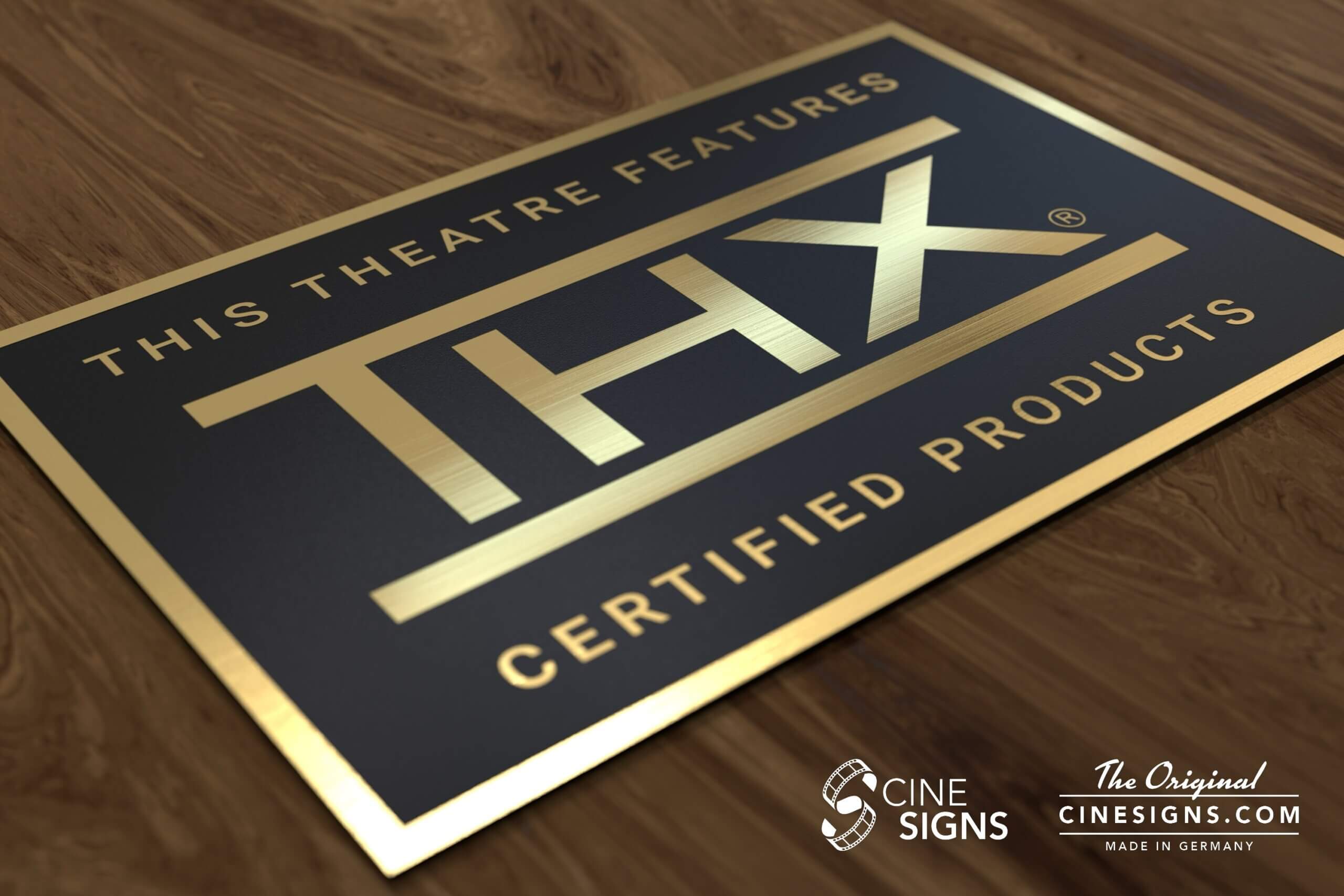 THX Certified Sign by CineSigns — angled view from the left