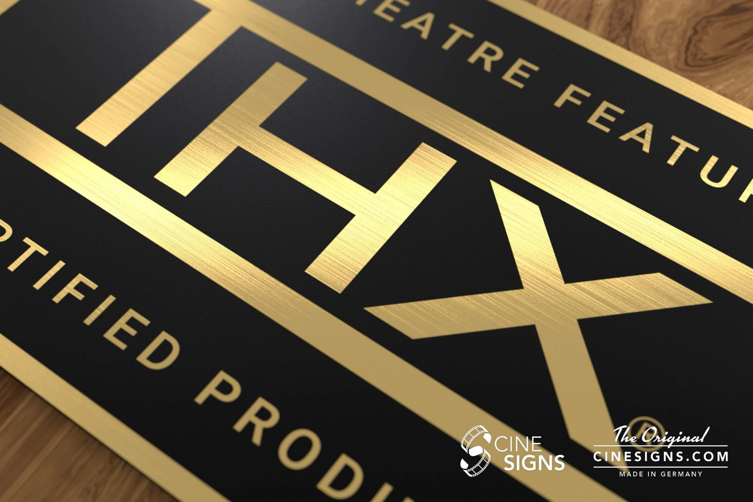 THX Certified Sign by CineSigns — angled view from the right