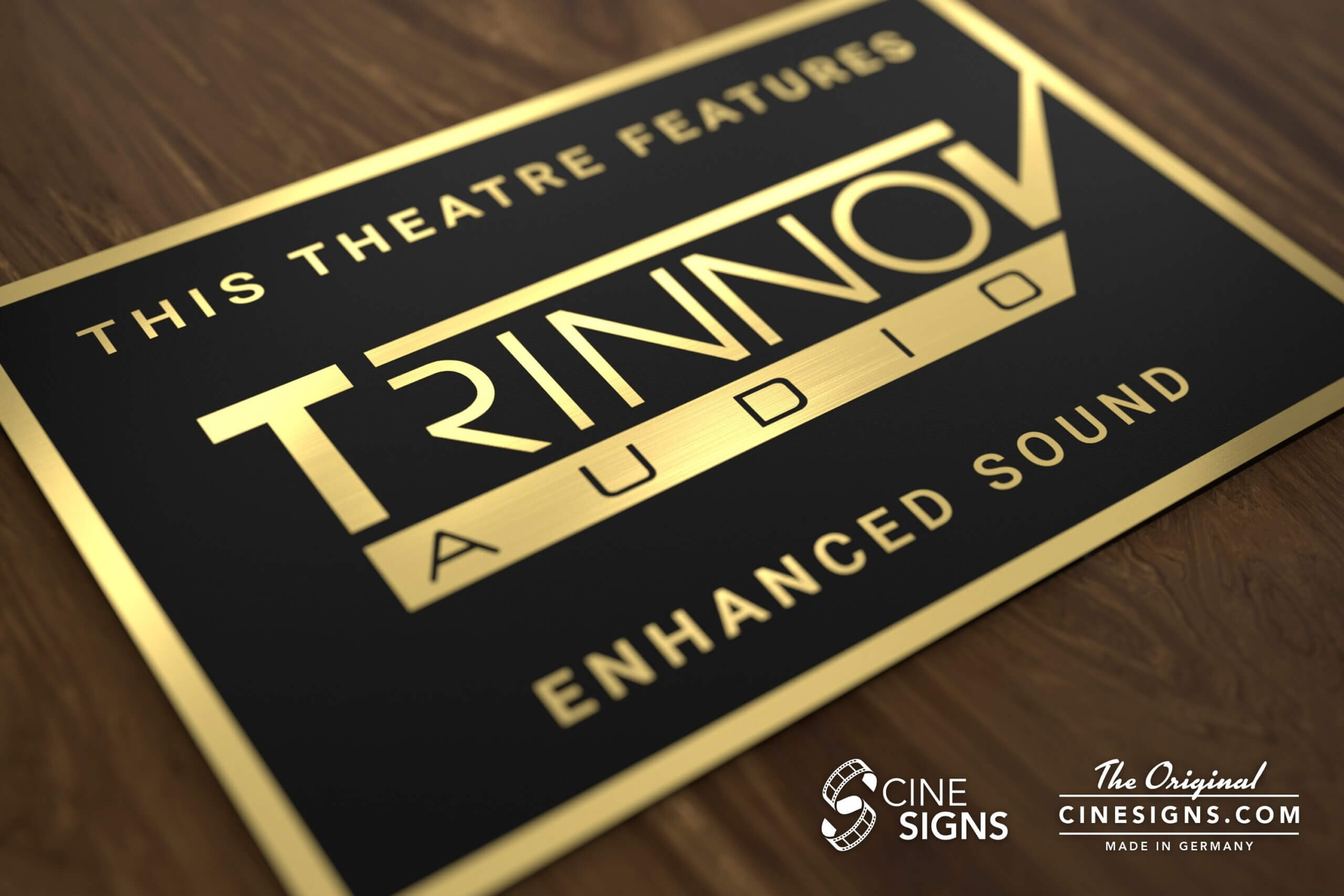 Trinnov Sign by CineSigns — angled view from the left