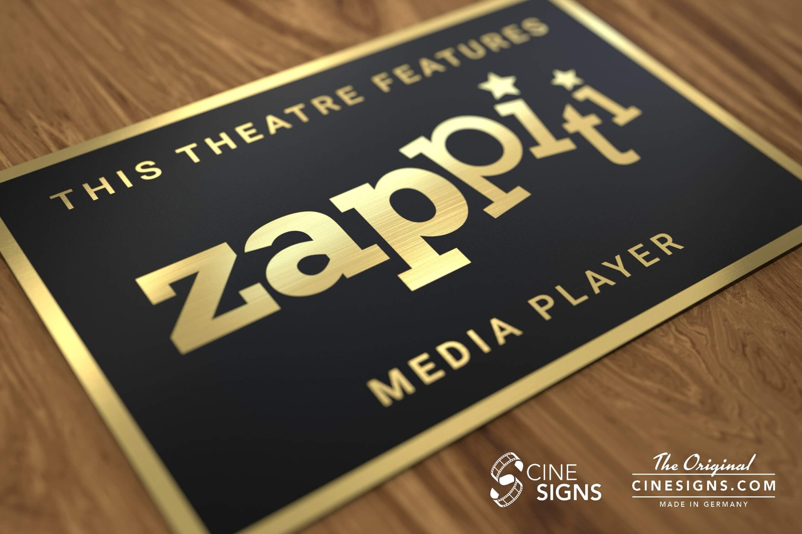 Zappiti Sign by CineSigns — angled view from the right