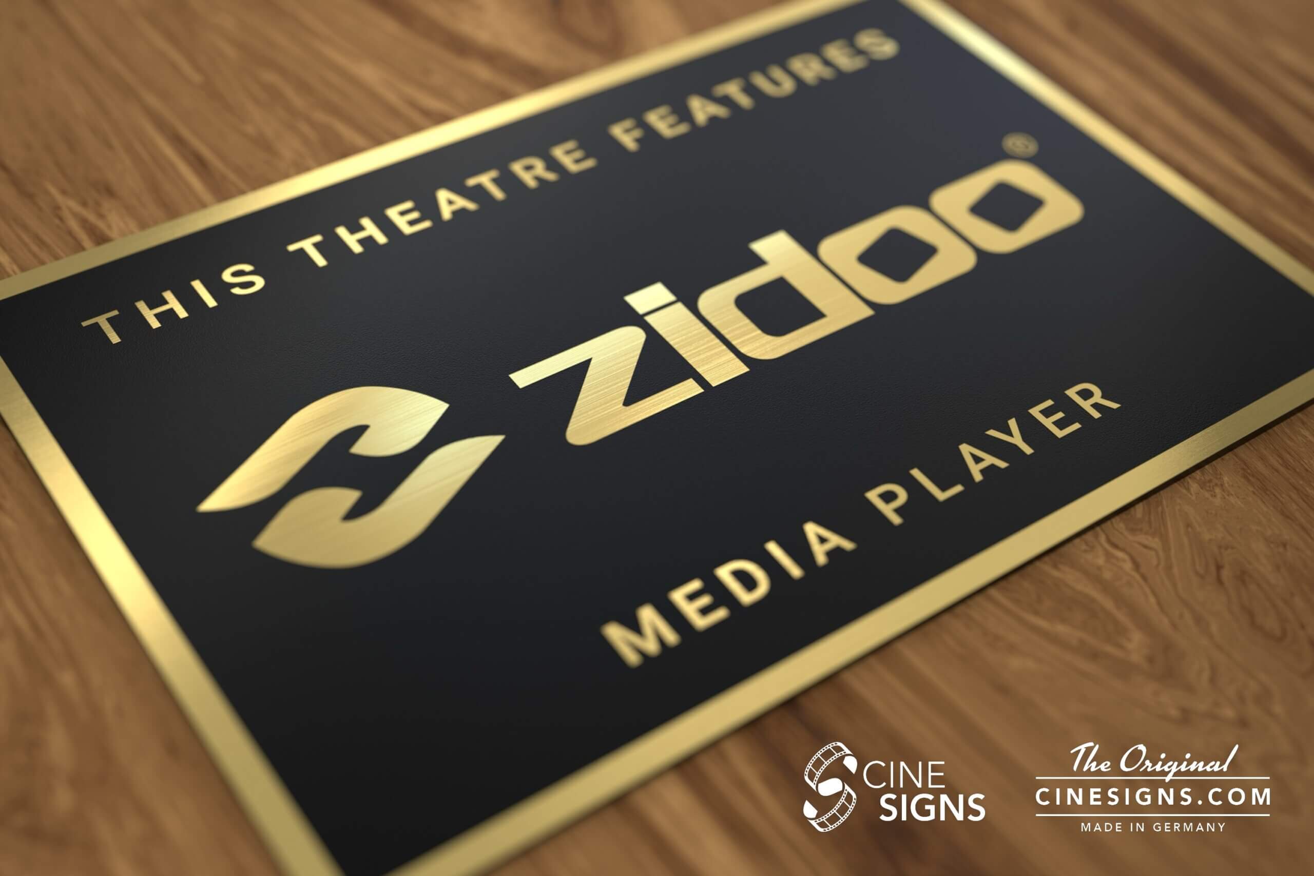 Zidoo Sign by CineSigns — angled view from the left