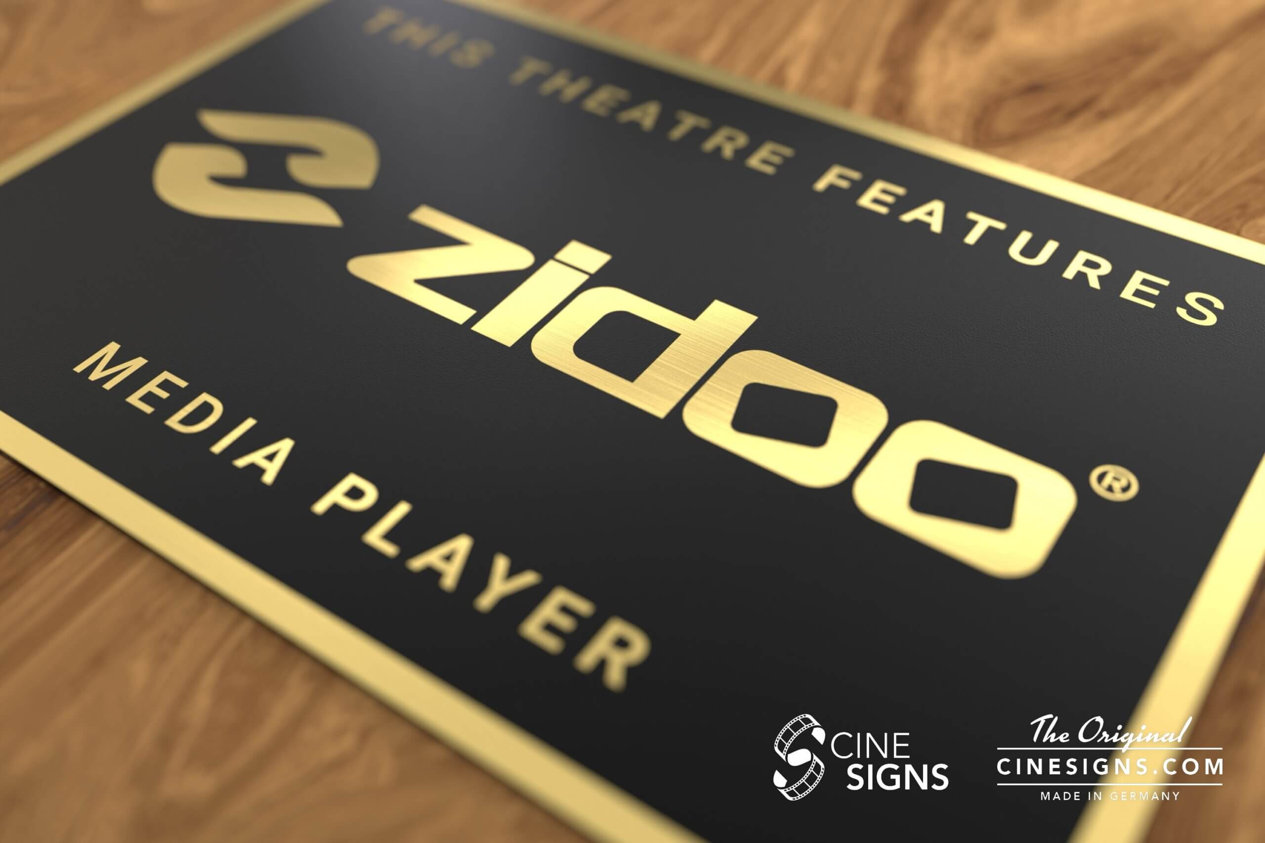 Zidoo Sign by CineSigns — angled view from the right